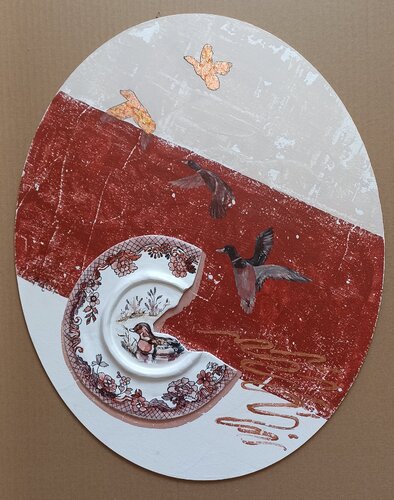 Clay dish with wild ducks. by Tetyana Donets, Painting for Sale on Singulart