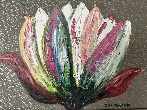 Tulips are the simbol  of wealth and luxury von JULIJA PUZIRJOVA, Malerei kaufen auf Singulart