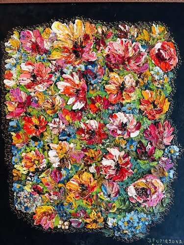 Flowers That Can't Sit Still. van JULIJA PUZIRJOVA, Schilderij te koop op Singulart