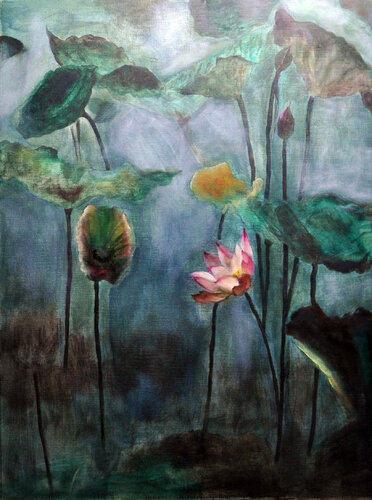 Pink Lotus by Isolde Schmitz, 종이 for Sale on Singulart