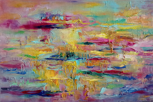 «A lake in the golden light». von Tamara Shyrai, Malerei kaufen auf Singulart