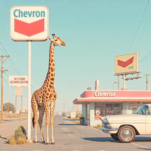 Chevron Gas Station von Jean-Marie Gitard, Druck kaufen auf Singulart