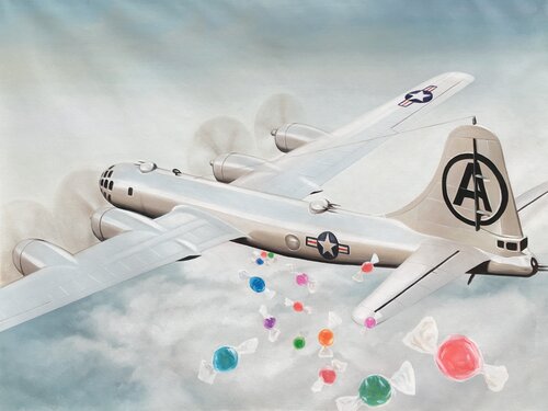 Candy Bomber van Jean-Marie Gitard, Schilderij te koop op Singulart