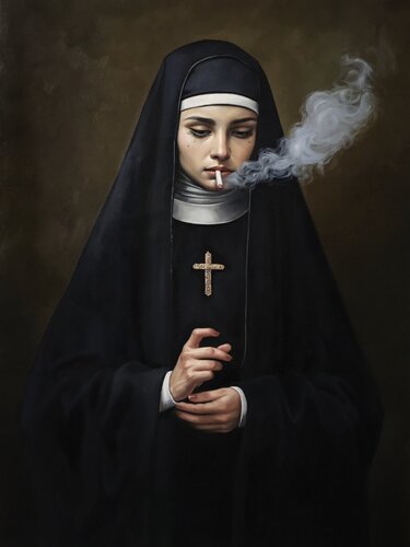 Smoking with God (III) by Jean-Marie Gitard, Painting for Sale on Singulart