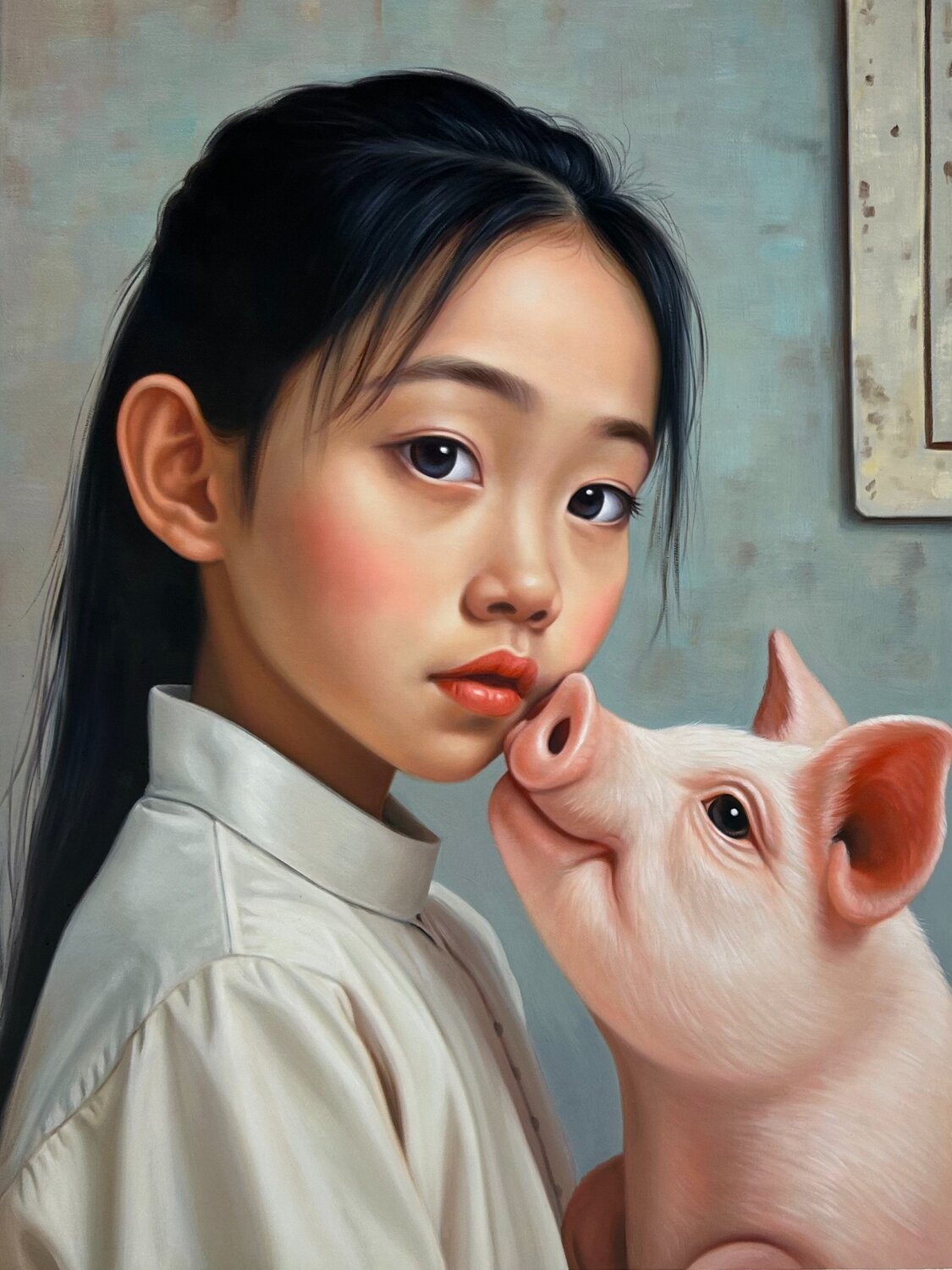 Mon Petit Cochon Rose Jean-Marie Gitard Original painting for sale