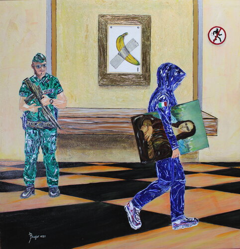 Cattelan vs Gioconda von Biagio Antonio Occhipinti, Malerei kaufen auf Singulart
