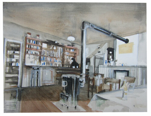 Acuarela Interior Restaurant en Rumbeke by Claudio Pincas Feldman, 油畫 for Sale on Singulart