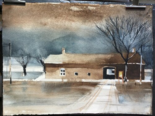 "Rumbeke Farm" ( watercolor original) di Claudio Pincas Feldman, Opera su carta in vendita su Singulart