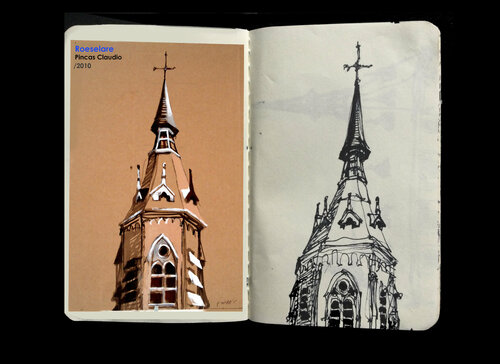 Roeselare Iglesia ( cerca de la Estacion Trenes) von Claudio Pincas Feldman, Malerei kaufen auf Singulart