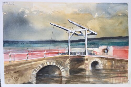 Puente Madera en Brujas van Claudio Pincas Feldman, Schilderij te koop op Singulart