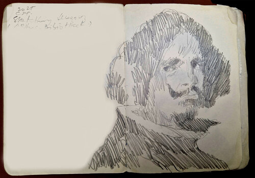 Sketching in het Bibliotheek di Claudio Pincas Feldman, Disegno in vendita su Singulart