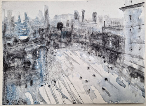 Gent desde la Estacion de Claudio Pincas Feldman, Pintura a la venta en Singulart