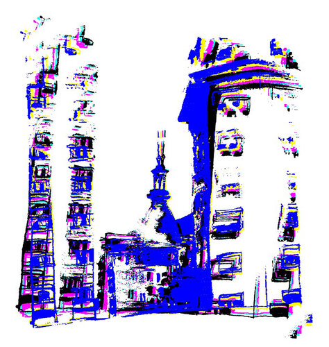 Buenos Aires Calle Lavalle Vibracion Cromatica by Claudio Pincas Feldman, デッサン for Sale on Singulart