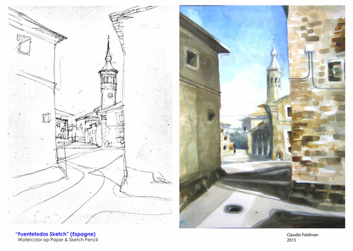 Fuentetodos Sketch by Claudio Pincas Feldman, Painting for Sale on Singulart