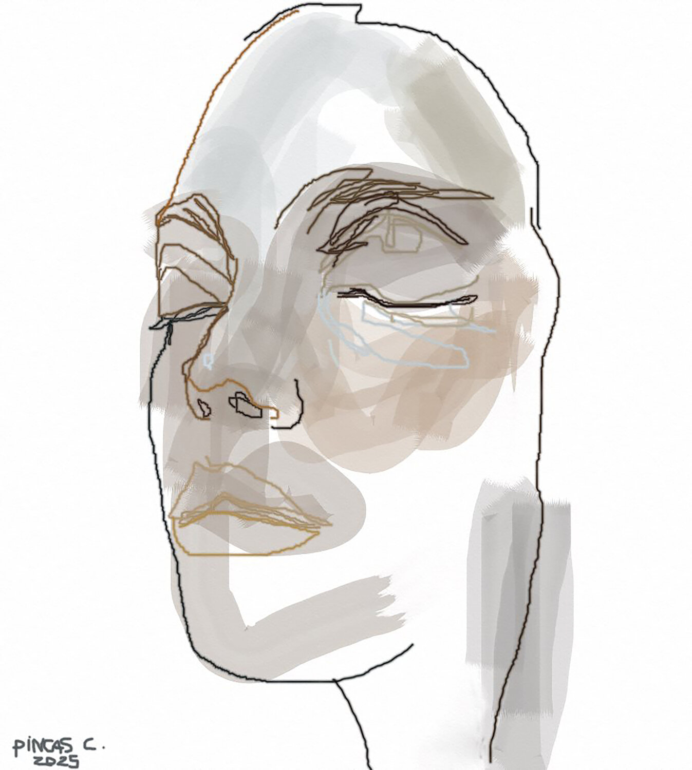 Boceto Retrato sobre ipad Claudio Pincas Feldman