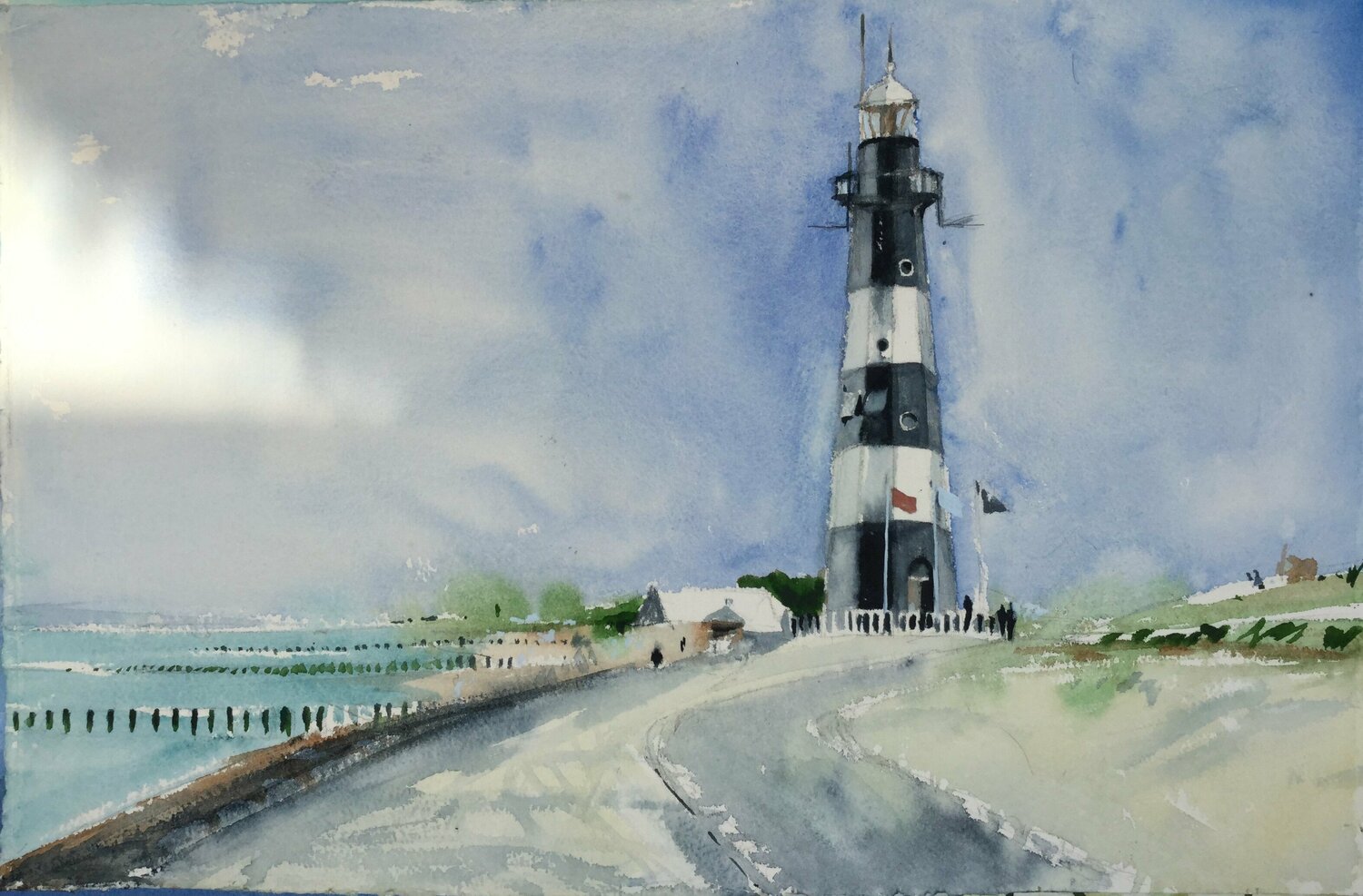 Faro de Breskens ( Cadzand -NL) Claudio Pincas Feldman Werk auf Papier zu verkaufen