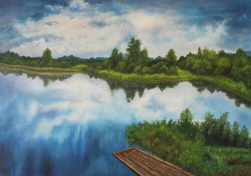 Blue lake de Ludmilla Ukrow, Pintura a la venta en Singulart