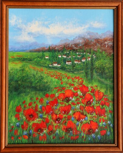 Poppies in the land by Ludmilla Ukrow, Painting for Sale on Singulart