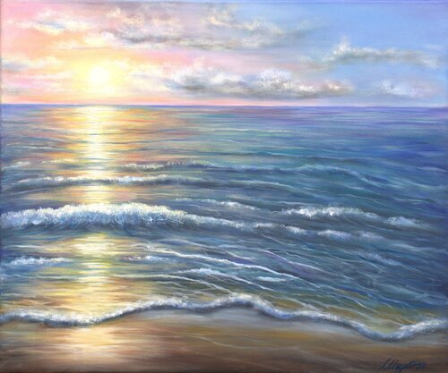 Sunset at the ocean von Ludmilla Ukrow, Malerei kaufen auf Singulart
