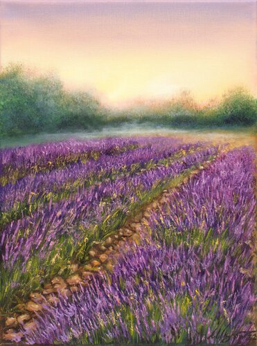 Lavender landscape par Ludmilla Ukrow, Peinture en vente sur Singulart