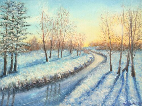 Winter landscape de Ludmilla Ukrow, Pintura a la venta en Singulart