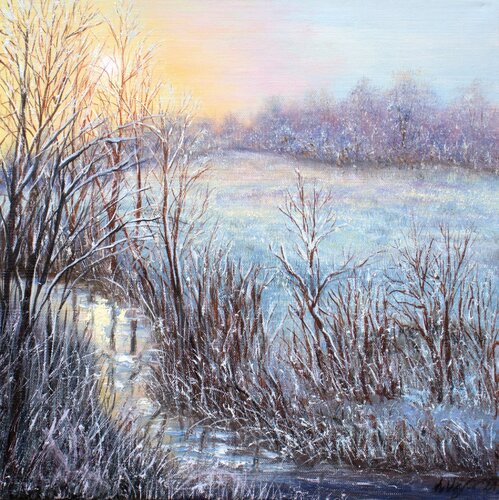 Winter evening van Ludmilla Ukrow, Schilderij te koop op Singulart