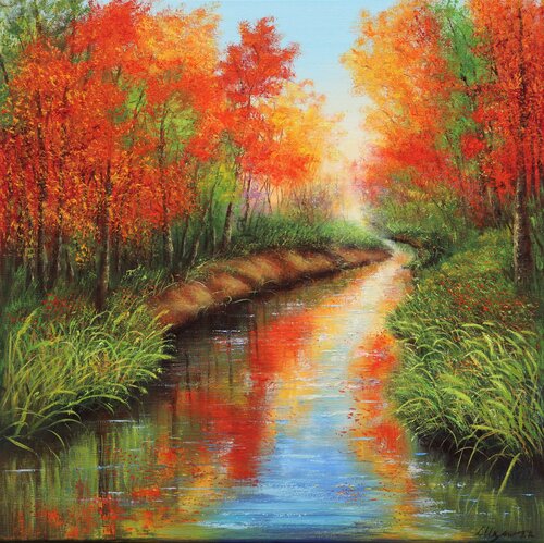 The colorful autumn von Ludmilla Ukrow, Malerei kaufen auf Singulart