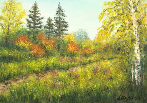 Autumn forest di Ludmilla Ukrow, Pittura in vendita su Singulart