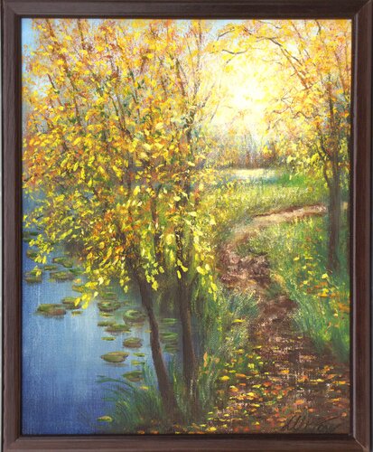 Autumn on the pond von Ludmilla Ukrow, Malerei kaufen auf Singulart