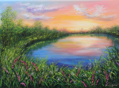 Colorful sunset van Ludmilla Ukrow, Schilderij te koop op Singulart