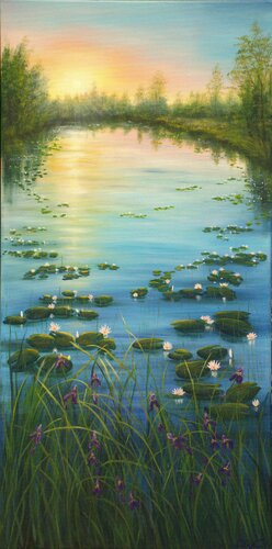 Serene lily pond von Ludmilla Ukrow, Malerei kaufen auf Singulart