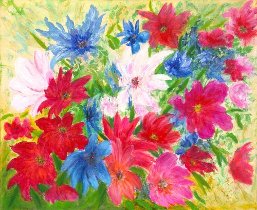 Colorful flowers von Ludmilla Ukrow, Malerei kaufen auf Singulart