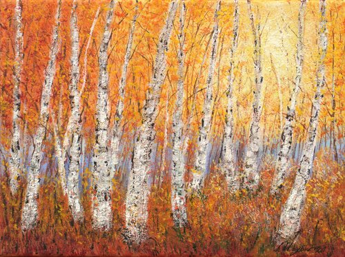 Autumnal birch trees 2 Ludmilla Ukrow