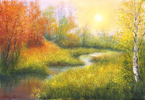 Golden autumn van Ludmilla Ukrow, Schilderij te koop op Singulart