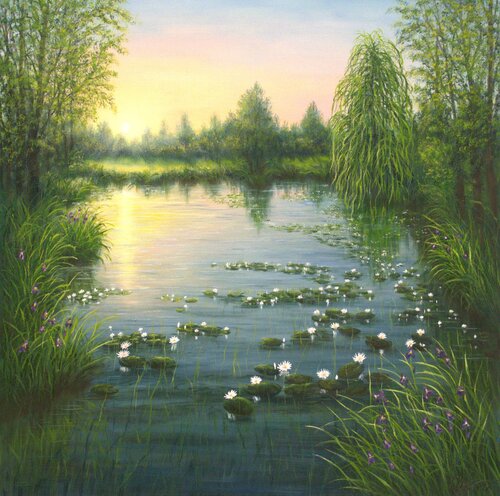 Water lily pond von Ludmilla Ukrow, Malerei kaufen auf Singulart