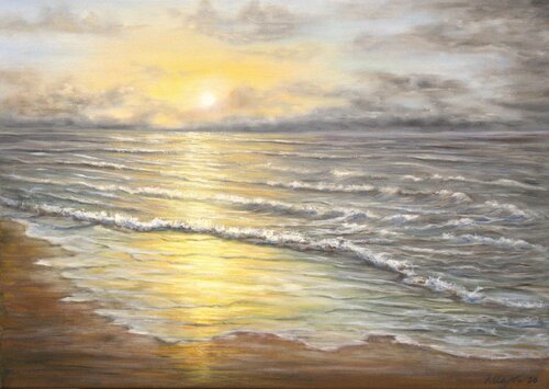 Sunset over sea di Ludmilla Ukrow, Pittura in vendita su Singulart