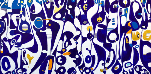 Glyphe n°20 (diptyque) van Isabelle Dominjon, Schilderij te koop op Singulart