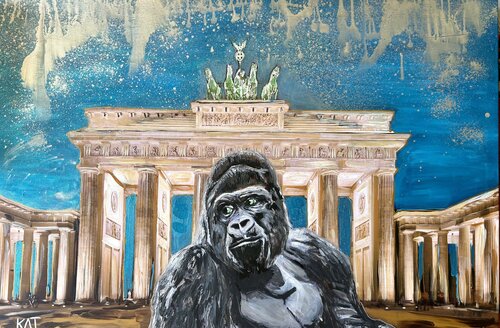 Spion Gorilla in Berlin di Kat Lassen, Pittura in vendita su Singulart
