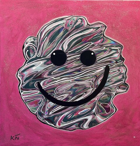 Crazy Pink Happie di Kat Lassen, Pittura in vendita su Singulart