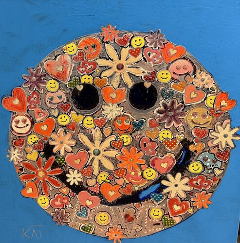 Happie Blue van Kat Lassen, Schilderij te koop op Singulart