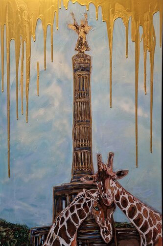 Spy Giraffes in Berlin di Kat Lassen, Pittura in vendita su Singulart