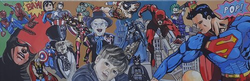 Quand je serai grand je serai super héro by Francis Stanzione, 회화 for Sale on Singulart