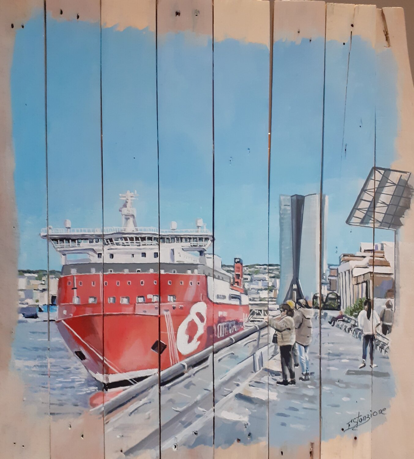 Départ pour l'ile de beauté Francis Stanzione Originalgemälde zu verkaufen