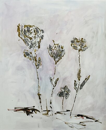 4 fleurs dorées by Fabien Cristo-Manuel, Painting for Sale on Singulart