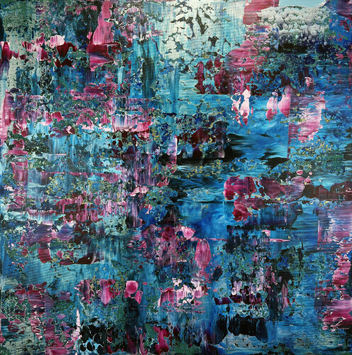 Abstrakt 2422 - "Wasserlandschaft mit Seerosen" van Inga Knaak, Schilderij te koop op Singulart