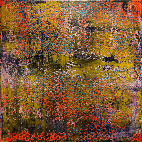 Abstrakt 2503 - "Bubbles on Orange" by Inga Knaak, Painting for Sale on Singulart