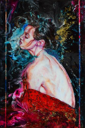 The Girl With The Red Dress von Anna Sidi-Yacoub, Malerei kaufen auf Singulart