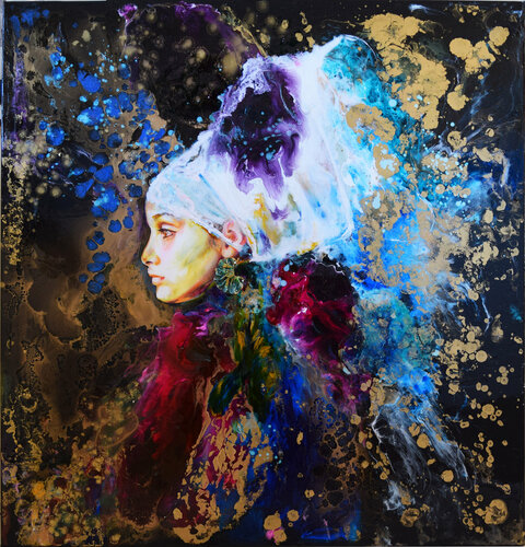 The Girl with The Green Earring di Anna Sidi-Yacoub, Pittura in vendita su Singulart