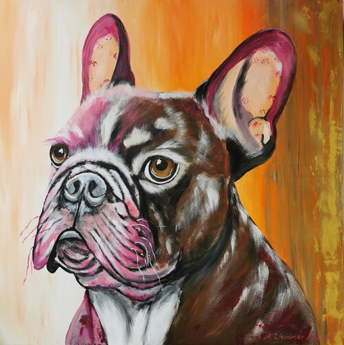 Daisy, Französische Bulldogge van Angela Weidner, Schilderij te koop op Singulart