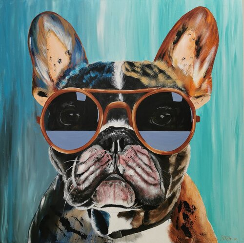 Eddie, Französische Bulldogge by Angela Weidner, Painting for Sale on Singulart